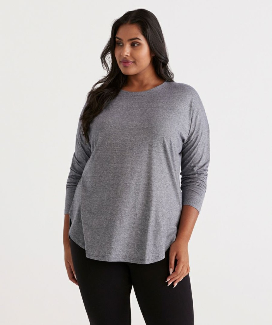 Clothing Sussan  | Australian Cotton Stripe Longline Tee Classic Navy