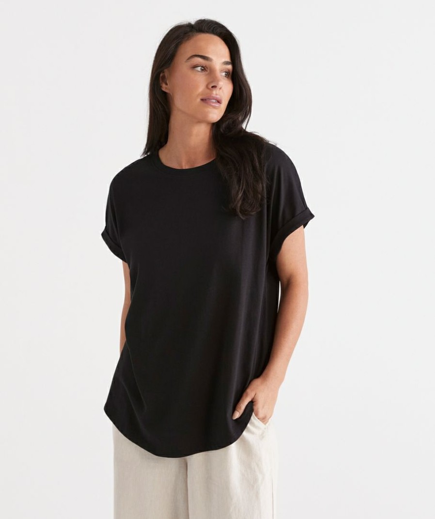 Clothing Sussan  | Australia Cotton Extended Roll Cuff Tee